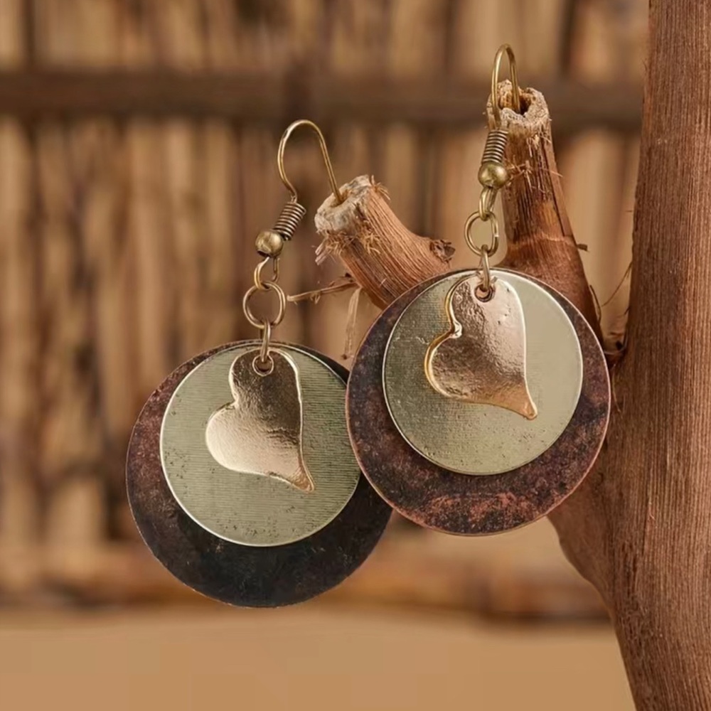 Vintage layered Love Heart Boho dangle earrings
